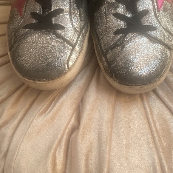 Golden Goose Silver Metallic Sneakers Pink Star EUC size 8 - Picture 9 of 9